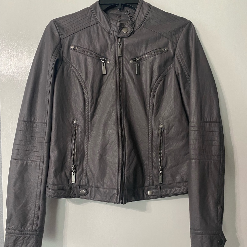 Leather cropped jacket. Size Large.